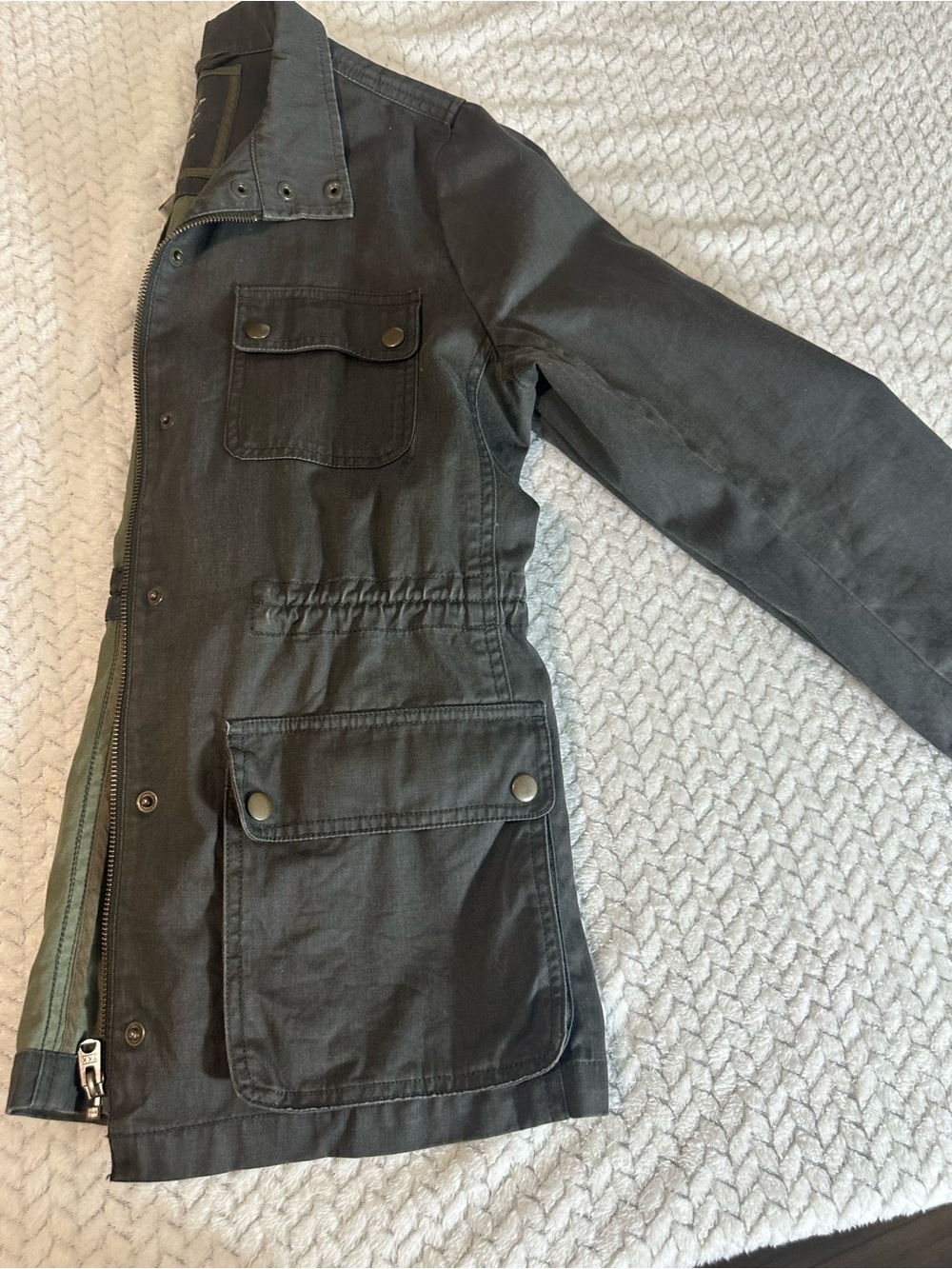 J.Crew Relaxed Boyfriend Field Jacket Dark Olive Green Med Cotton Utility Coat - Picture 4 of 4